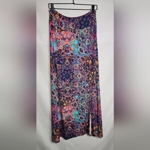 EUC Artisan NY Mandala Geometric Design Long Maxi Skirt Turquoise Blue Pink M